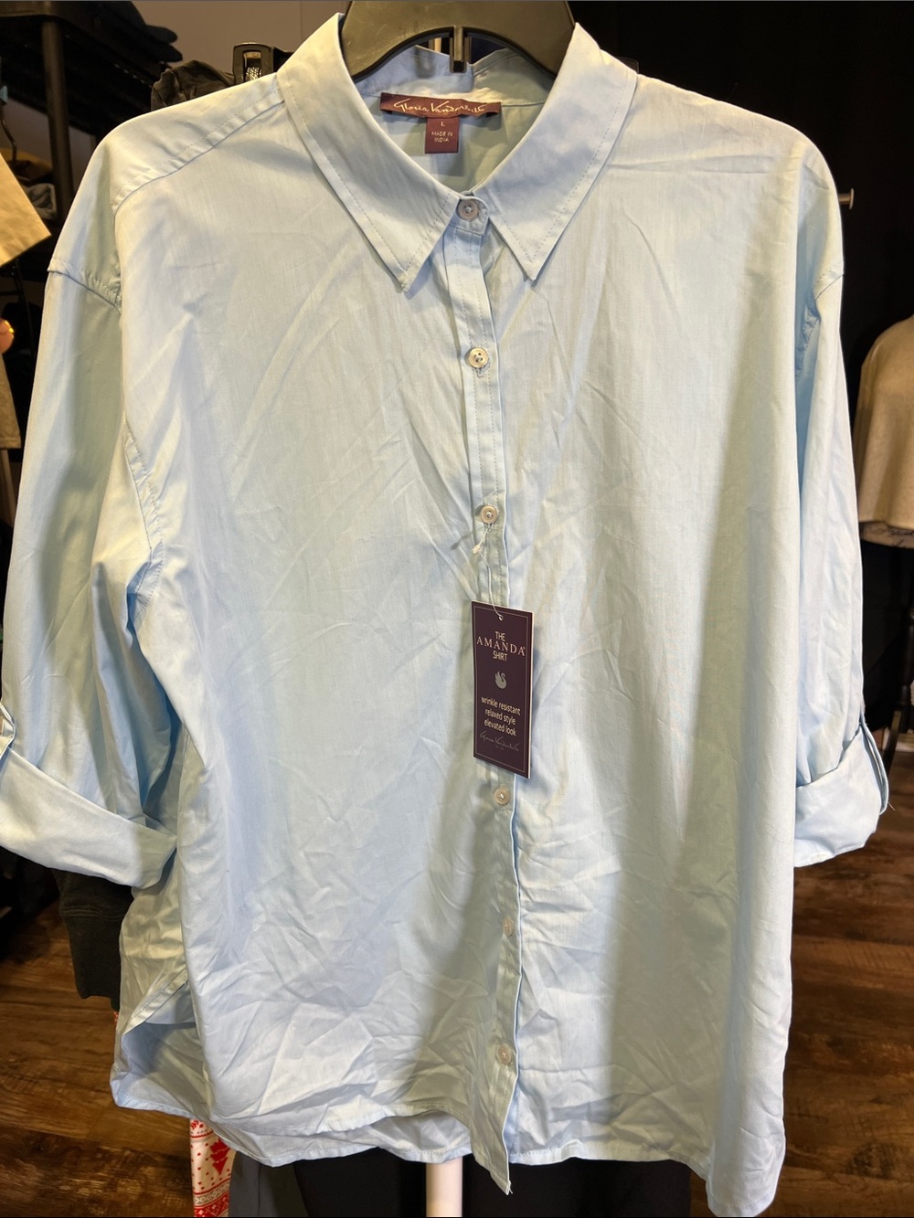 Gloria Vanderbilt Light Blue Women's Button-Down Shirt